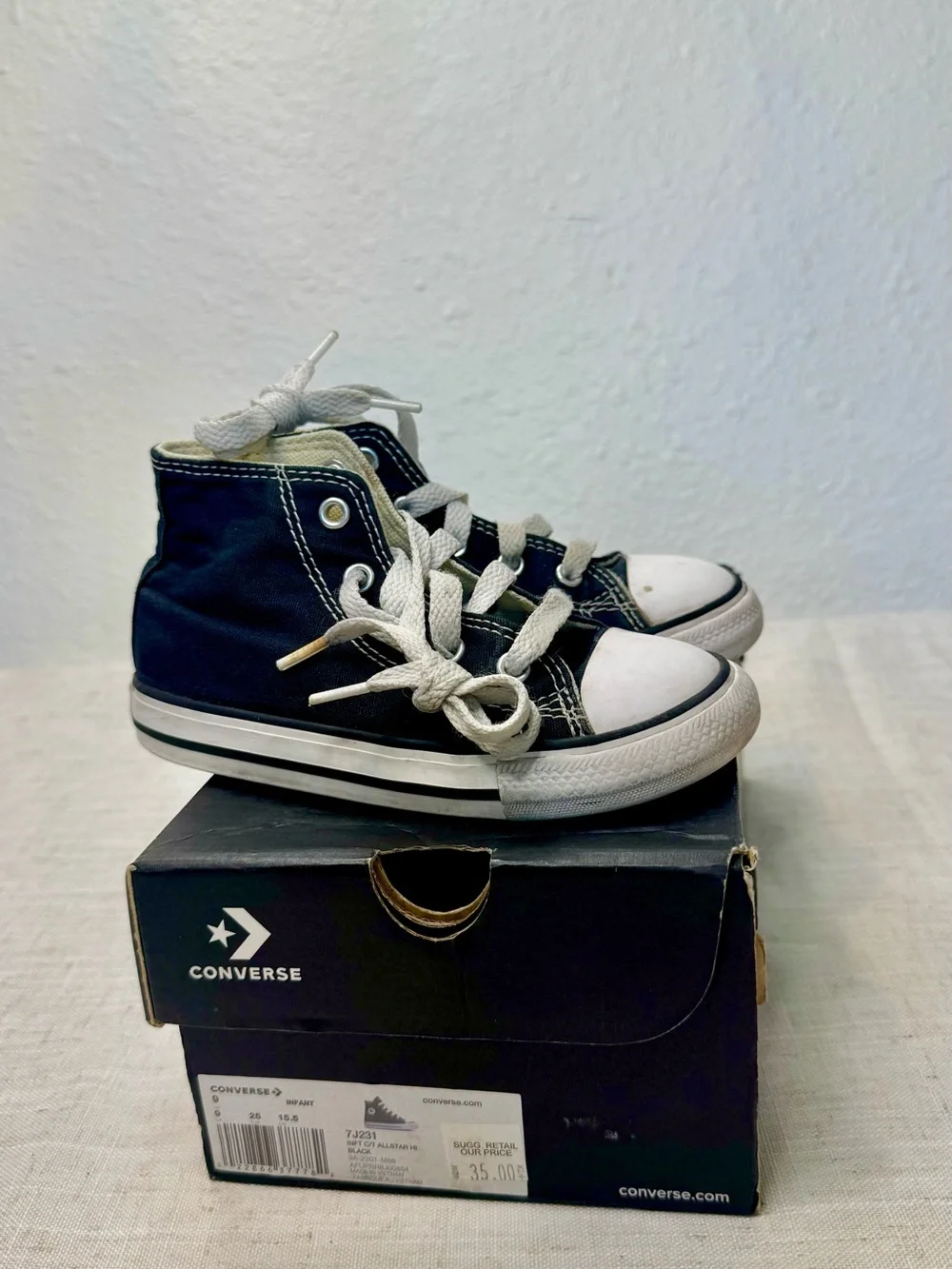 Converse Kids High Top Sneakers in White and Black lot of 2